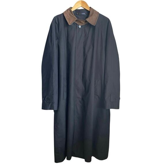 VTG CHAPS Ralph Lauren Long Rain Trench Coat Wool Lined Mens 42L Black Old Money - Picture 1 of 15